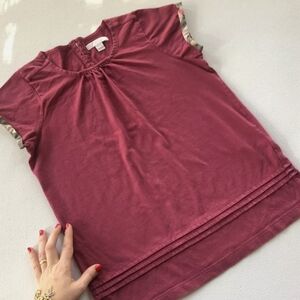 Burberry Girls Pink Ruched Blouse with Cap Sleeves Sz